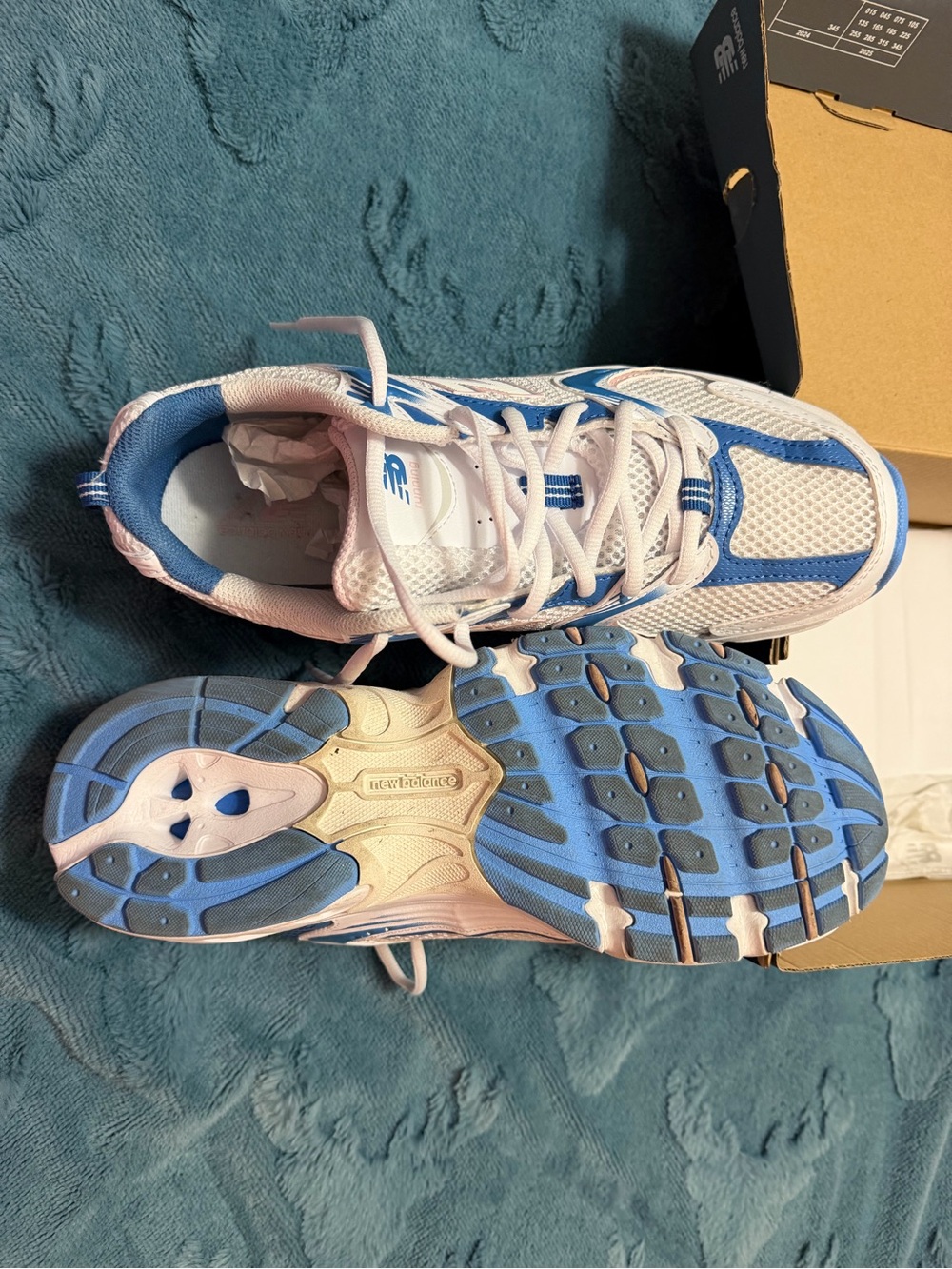 New Balance Blue and White Mesh Athletic Sneakers - Picture 3 of 6